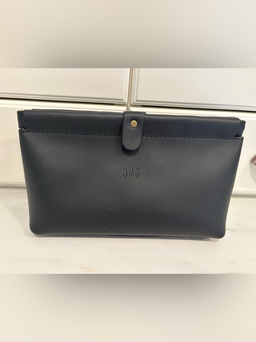 Portland Leather Leather  Frame Clutch, Smooth Black